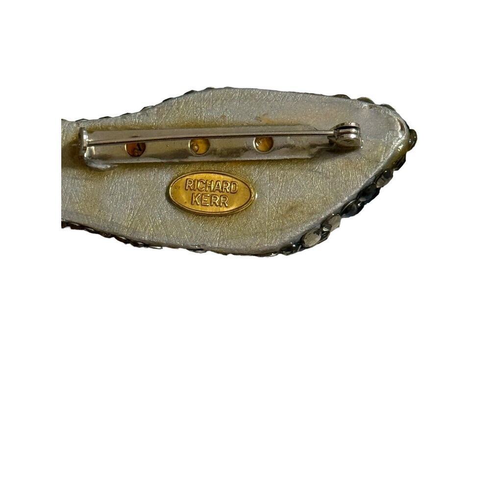 Vintage Richard Kerr Brooch Pin Whale Fish Dolphin Black Silver Rhinestone - Picture 5 of 6
